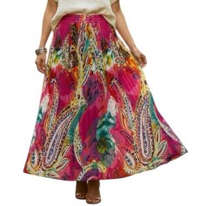 Papa Vancouver Pink Multicolour Flowy Long Rayon Maxi Skirt One Size